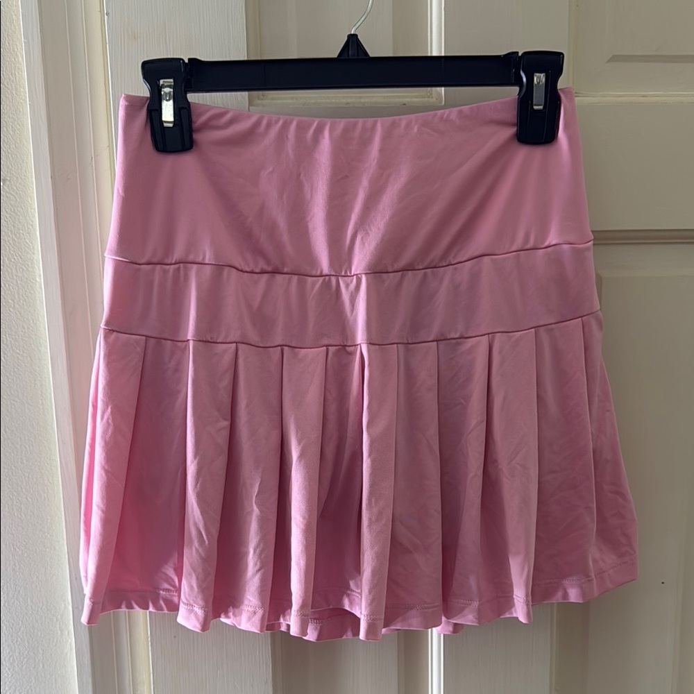Pink Mini Skater Skirt with Pleats